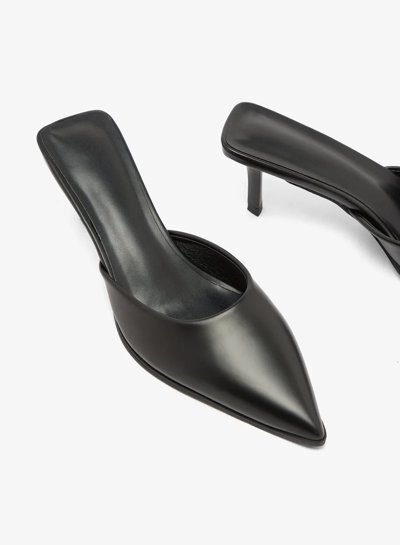 Ella Limited Edition Black Classic Mid Heel Open Back Pumps for Women | Best Price UAE