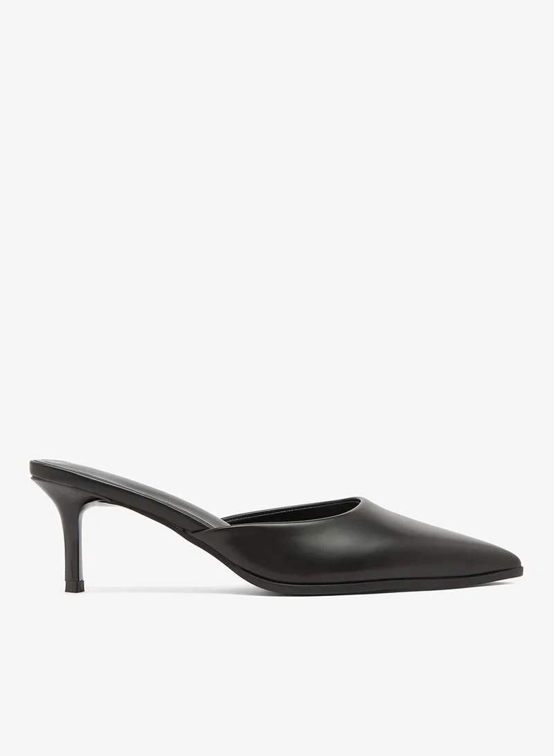 Ella Limited Edition Black Classic Mid Heel Open Back Pumps for Women | Best Price UAE