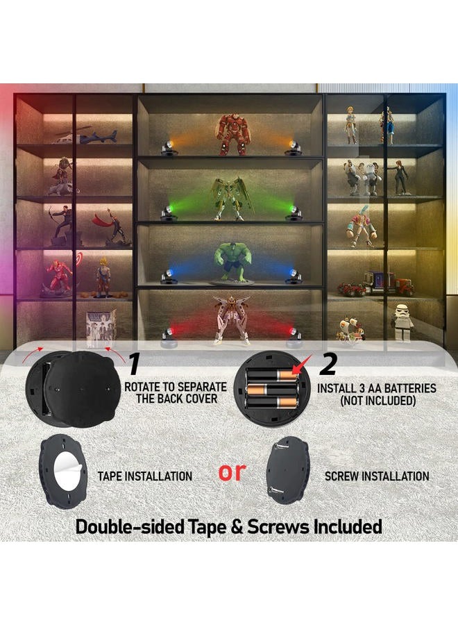 Klarlight 2 Pack Mini RGB Battery Spotlights Indoor with Remote Control Wireless LED Spot Lights Stick On Picture Light with 13 Light Colors for Cabinet Art Display Vans Party Ambience - Image 4