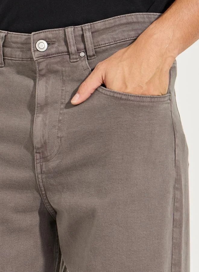 Styli 5-Pocket Wide Leg Overdyed Wash Jeans