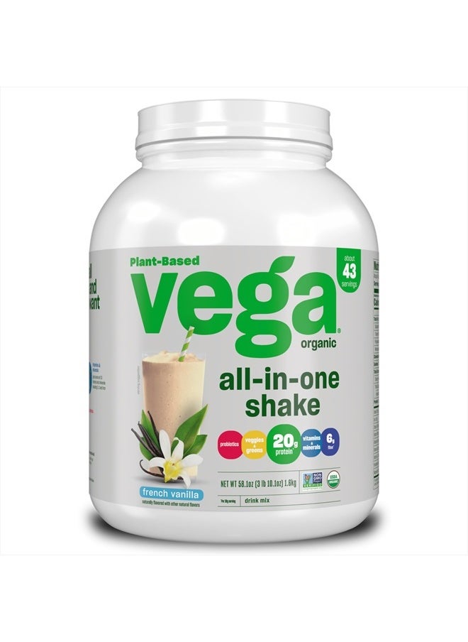 Vega - Organic All-in-One Vegan Protein Powder, French Vanilla -Superfood Ingredients, Vitamins for Immunity Support, Keto Friendly, Pea Protein for Women & Men, 3.1 lbs (Packaging May Vary) - Image 1
