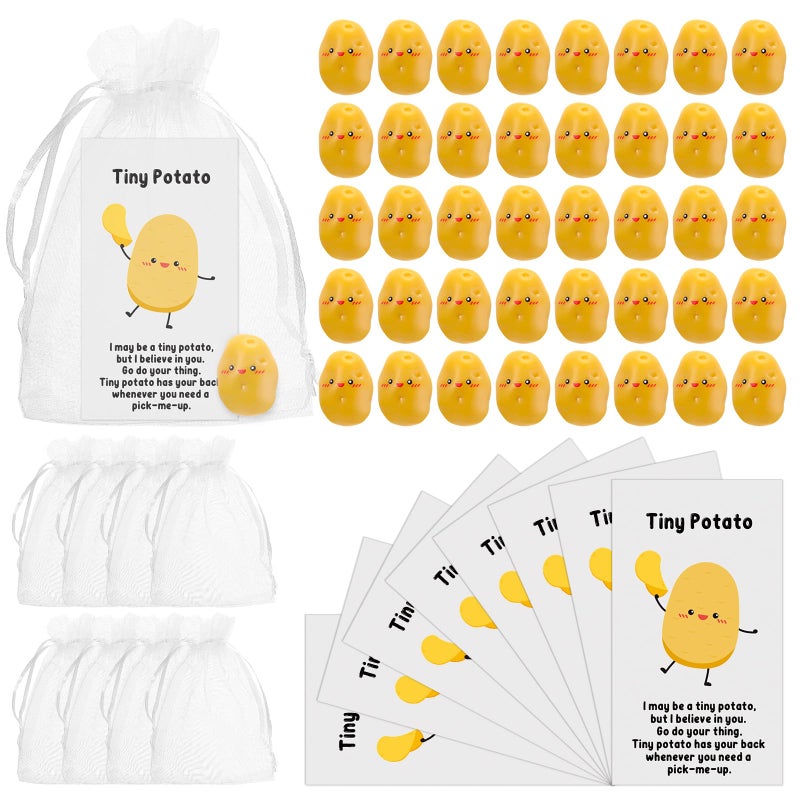 Huwena 30 Sets Mini Potato Employee Appreciation Gift Bulk Resin Cute Inspirational Potato with Funny Card and Bag Inspirational Gifts for Student Teacher Coworkers Office Staff Team Nurse - Image 2