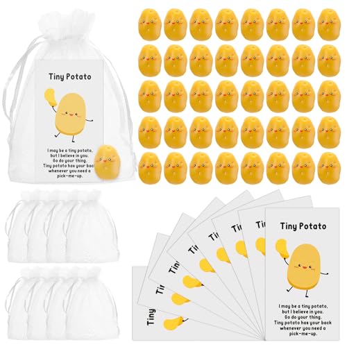 Huwena 30 Sets Mini Potato Employee Appreciation Gift Bulk Resin Cute Inspirational Potato with Funny Card and Bag Inspirational Gifts for Student Teacher Coworkers Office Staff Team Nurse - Image 1