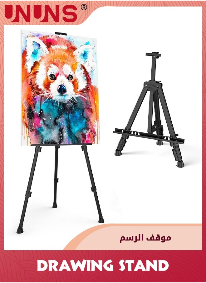 UNUNS - Art Painting Display Easel Stand,Portable Adjustable Aluminum Metal Tripod Artist Easel With Bag,Height From 54cm To 154cm,Extra Sturdy For Table-Top Floor Painting,Drawing,And Displaying,Black - Image 1