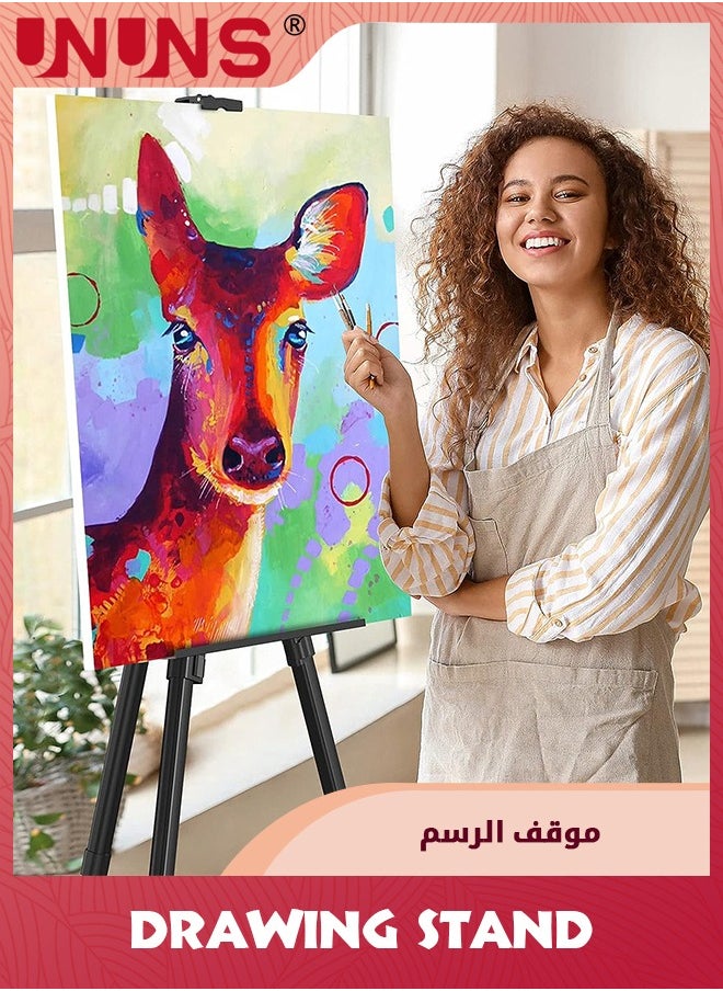 UNUNS - Art Painting Display Easel Stand,Portable Adjustable Aluminum Metal Tripod Artist Easel With Bag,Height From 54cm To 154cm,Extra Sturdy For Table-Top Floor Painting,Drawing,And Displaying,Black - Image 1