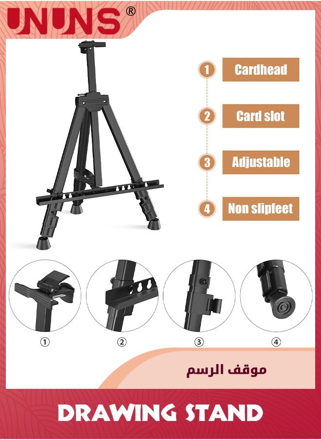 UNUNS - Art Painting Display Easel Stand,Portable Adjustable Aluminum Metal Tripod Artist Easel With Bag,Height From 54cm To 154cm,Extra Sturdy For Table-Top Floor Painting,Drawing,And Displaying,Black - Image 1
