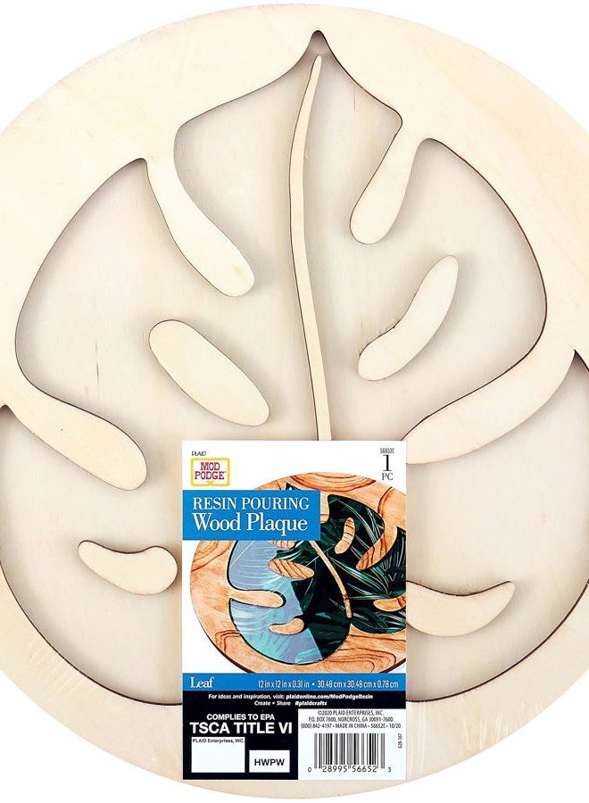 Mod Podge , Leaf Plaque, 12" x 12" Surface for Epoxy, DIY Wood Pouring Supplies for Resin Arts and Crafts, 56652E - Image 1