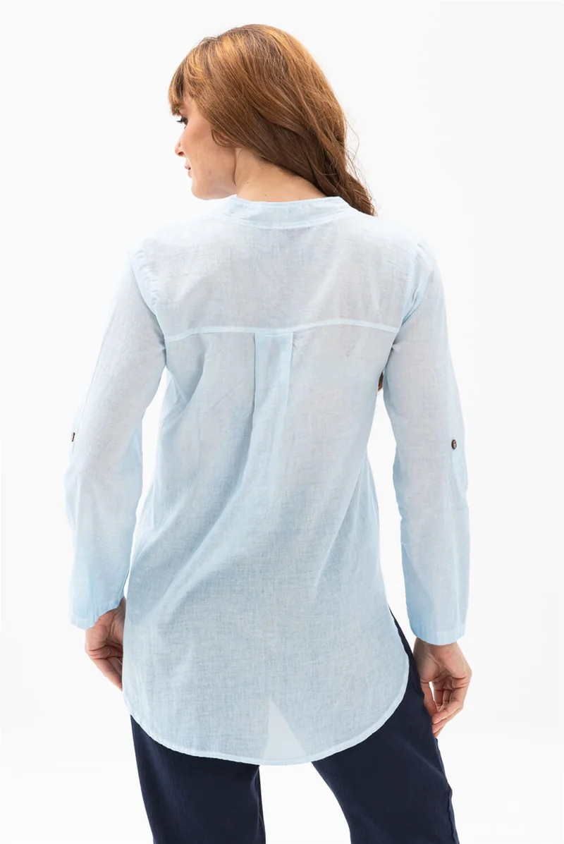 اليش شيل بيزي Long Sleeve Şile Cloth Acacia Blouse Ice Blue Bmv