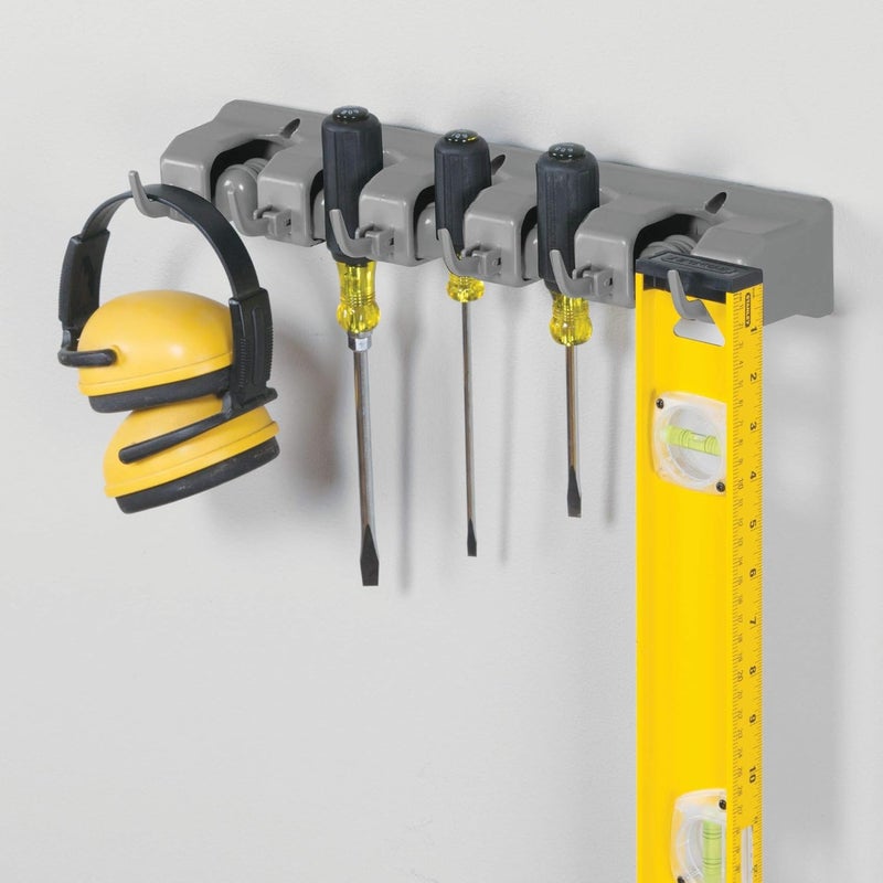 Interdesign Plastic Multipurpose Mop And Broom Holder With 5 Position 6 Hooks Free Size Grey - Image 2