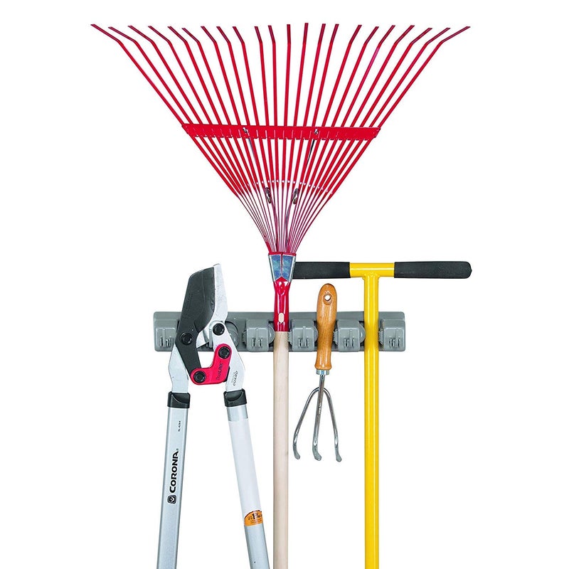 Interdesign Plastic Multipurpose Mop And Broom Holder With 5 Position 6 Hooks Free Size Grey - Image 3