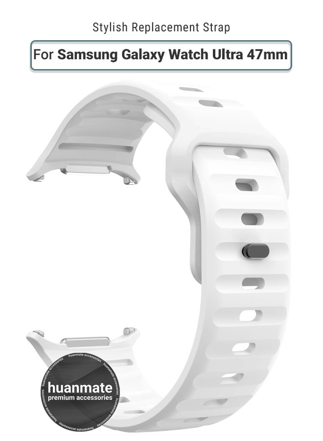 huanmate Samsung Galaxy Watch Ultra 47mm Soft Silicone Replacement Strap - High Quality, Lightweight, Stylish & Durable - Easy Installation - Replacement Strap for Samsung Galaxy Watch Ultra 47mm - Image 1