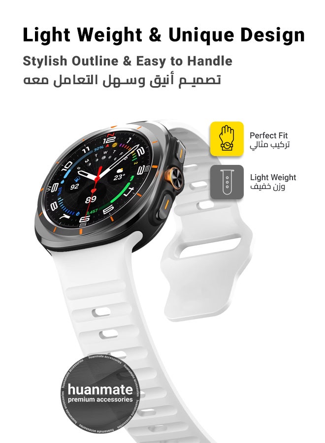 huanmate Samsung Galaxy Watch Ultra 47mm Soft Silicone Replacement Strap - High Quality, Lightweight, Stylish & Durable - Easy Installation - Replacement Strap for Samsung Galaxy Watch Ultra 47mm - Image 3