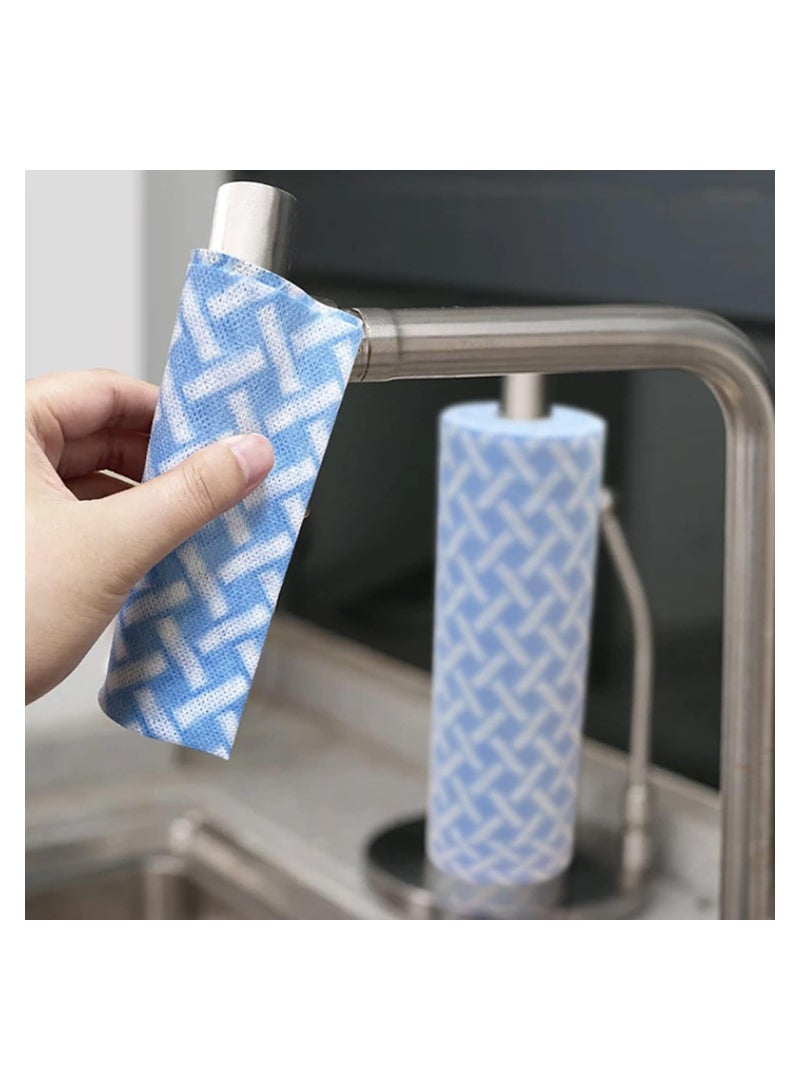 Disposable Cleaning Towels Cleaning Wipe Dish Cloths Reusable Towels Handy Cleaning Wipes Quick-Dry Multiuse Kitchen Dish Cloth Cleaning Wipe Towels 50 Count/Roll1 Roll Green+1 Roll Blue