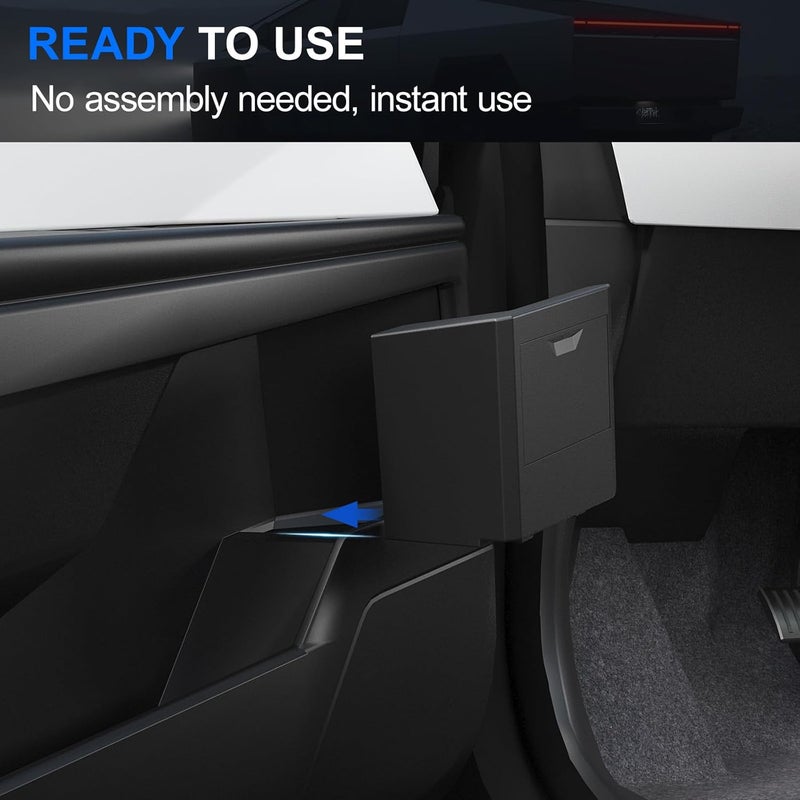 ELECFRESH Door Built-in Hidden Storage Organizer for Tesla Cybertruck - Dual Side Door Garbage Tray with Push-on Lid - Image 4