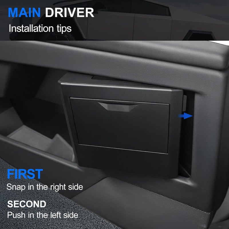 ELECFRESH Door Built-in Hidden Storage Organizer for Tesla Cybertruck - Dual Side Door Garbage Tray with Push-on Lid - Image 5