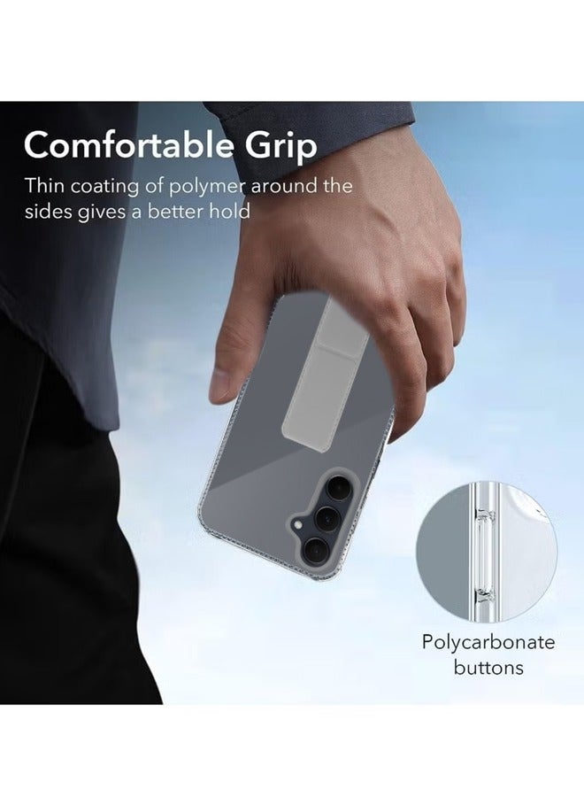 غطاء خلفي شفاف مقاوم للصدمات من السيليكون لهاتف سامسونج جالاكسي A55 مع قبضة يد مغناطيسية - شفاف/رمادي - Image 3
