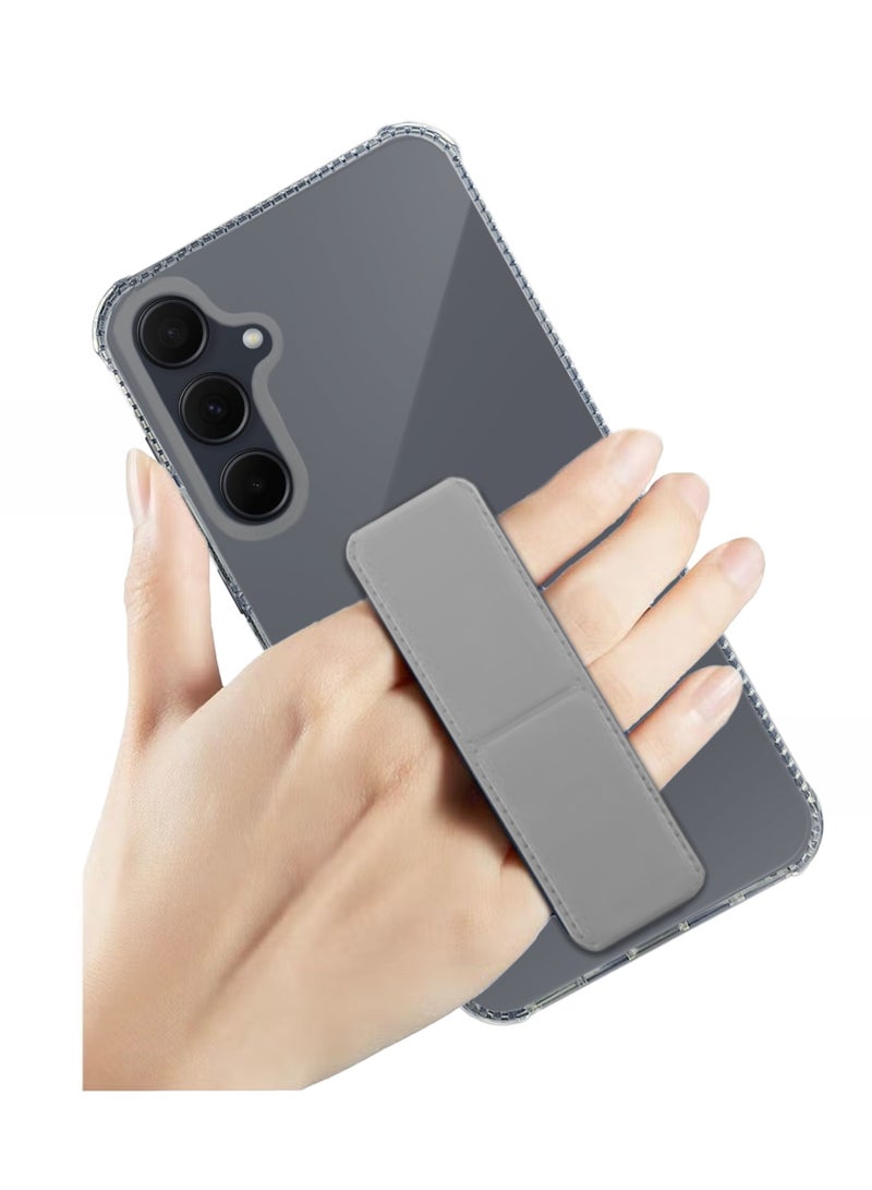 غطاء خلفي شفاف مقاوم للصدمات من السيليكون لهاتف سامسونج جالاكسي A55 مع قبضة يد مغناطيسية - شفاف/رمادي - Image 4