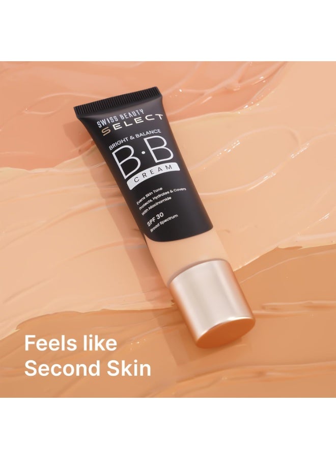 SWISS BEAUTY Medium, buildable All Select Bright & Balance Multifunctional Bb Cream With Spf 30 | Protects, Hydrates And Covers | Infused Niacinamide And Wheat Germ Oil | Shade- My Cinnamon, 30G| - Image 5
