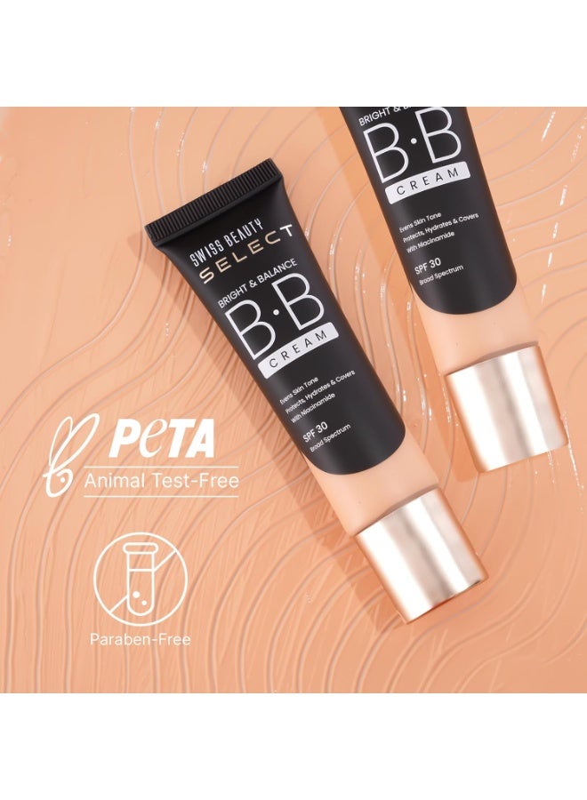 SWISS BEAUTY Medium, buildable All Select Bright & Balance Multifunctional Bb Cream With Spf 30 | Protects, Hydrates And Covers | Infused Niacinamide And Wheat Germ Oil | Shade- My Cinnamon, 30G| - Image 4
