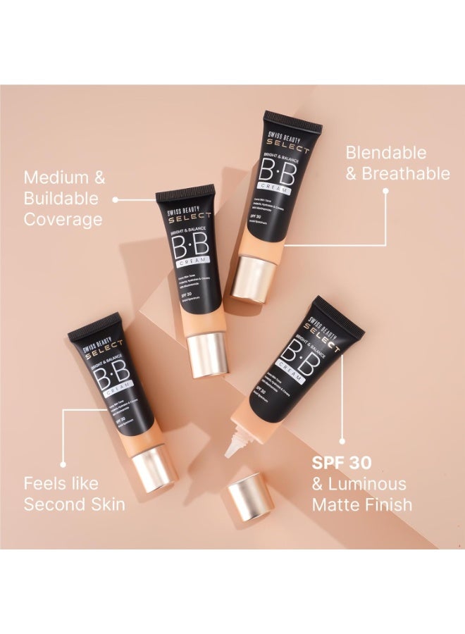 SWISS BEAUTY Medium, buildable All Select Bright & Balance Multifunctional Bb Cream With Spf 30 | Protects, Hydrates And Covers | Infused Niacinamide And Wheat Germ Oil | Shade- My Cinnamon, 30G| - Image 3