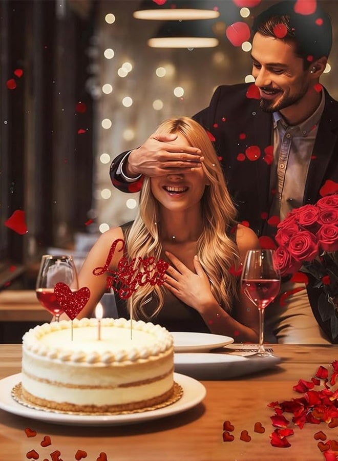 Happy D 13Pack Valentine's Day cake topper picks, red glitter heart cupcake toppers, suitable for wedding and bridal shower cake decoration - Image 3