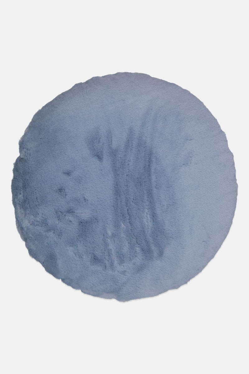 Unique Living Round Faux Fur Removable Cover Cushion, Ice Blue  - Image 1