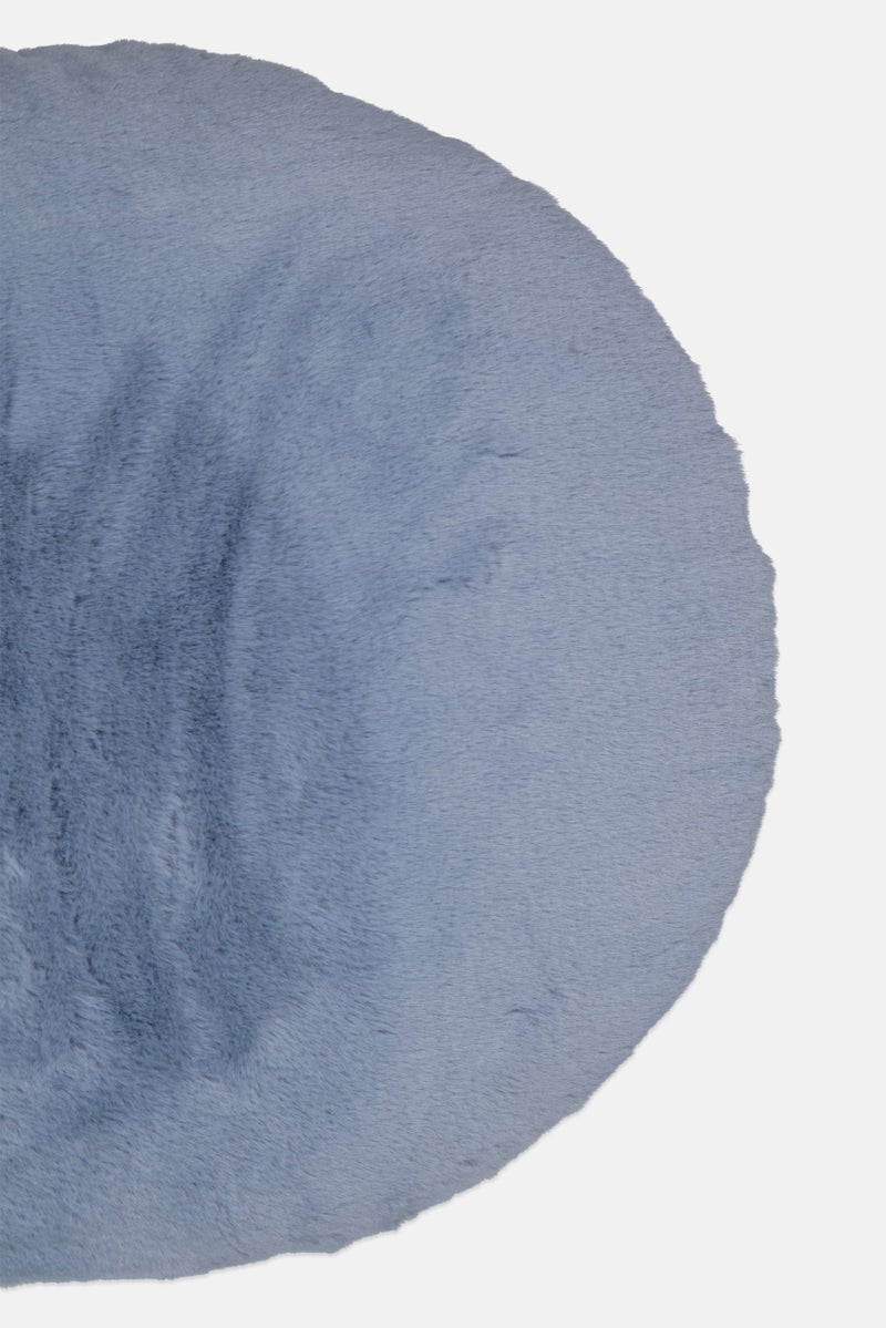 Unique Living Round Faux Fur Removable Cover Cushion, Ice Blue  - Image 3