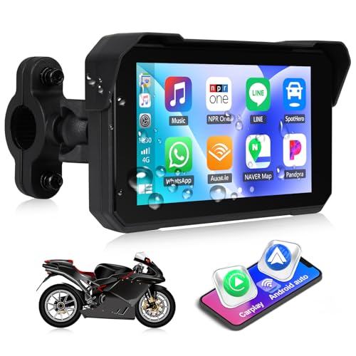 CAMECHO Motorcycle Carplay Screen Wireless CarPlay Android Auto for Moto 5 Waterproof Touchscreen Portable Car Stereo Support Dual Bluetooth Siri Google Assistant - Image 1