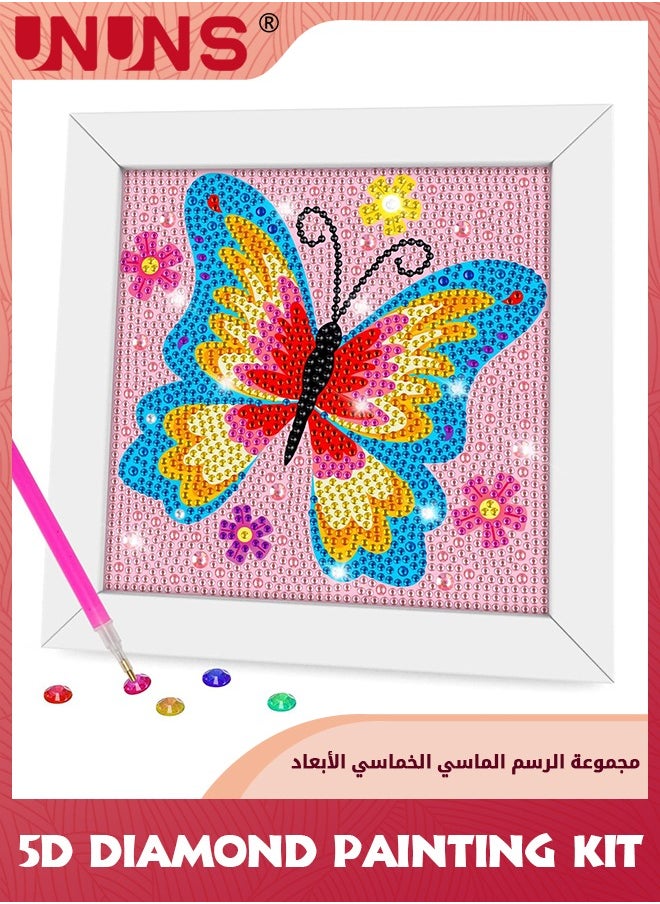 UNUNS 5D Diamond Painting Kit,Easy to DIY Butterfly Creative Diamond Art Sticker Kits for Kids and Adult Beginners,Diamond Art Kit With FrameFor Home Wall Decor,15×15cm  - Image 1