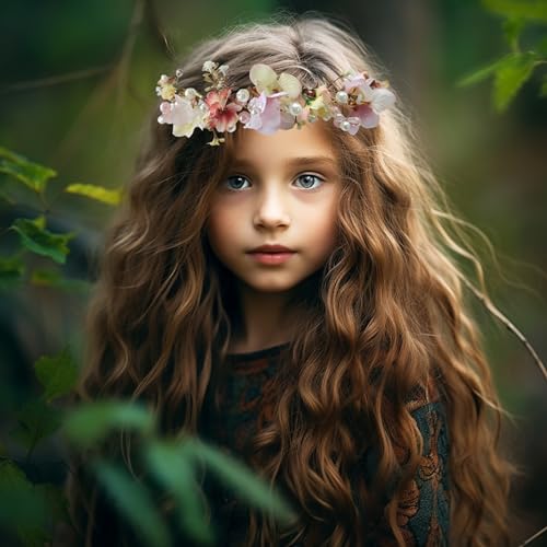 LLinfflr Pearl Flower Crown Floral Garland Headband Flower Halo Headpiece Hair Wreath Boho Wedding Photos Pink - Image 2