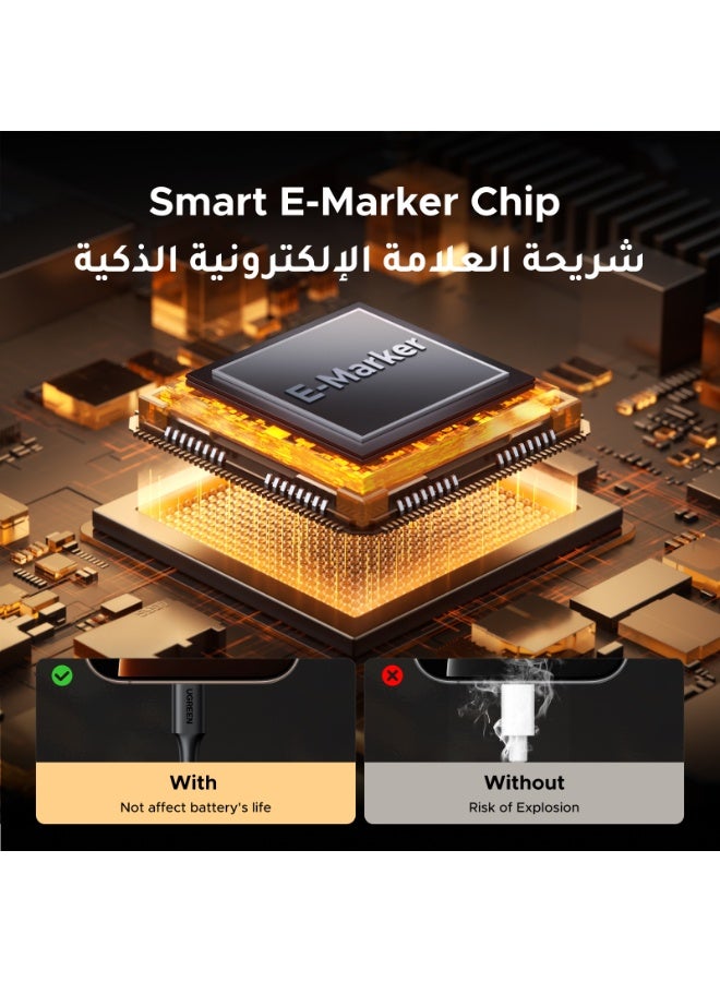 يو جرين كابل شحن تايب سي بقوة 100 وات بطول 1 متر، كابل شحن سريع من البولي فينيل كلوريد PD، كابل USB C لسلسلة ايفون 17 و 16 وماك بوك اير برو وآيباد برو إير ميني وسامسونج جالكسي S25 S24 ألترا وشاومي  ولابتوب - Image 4