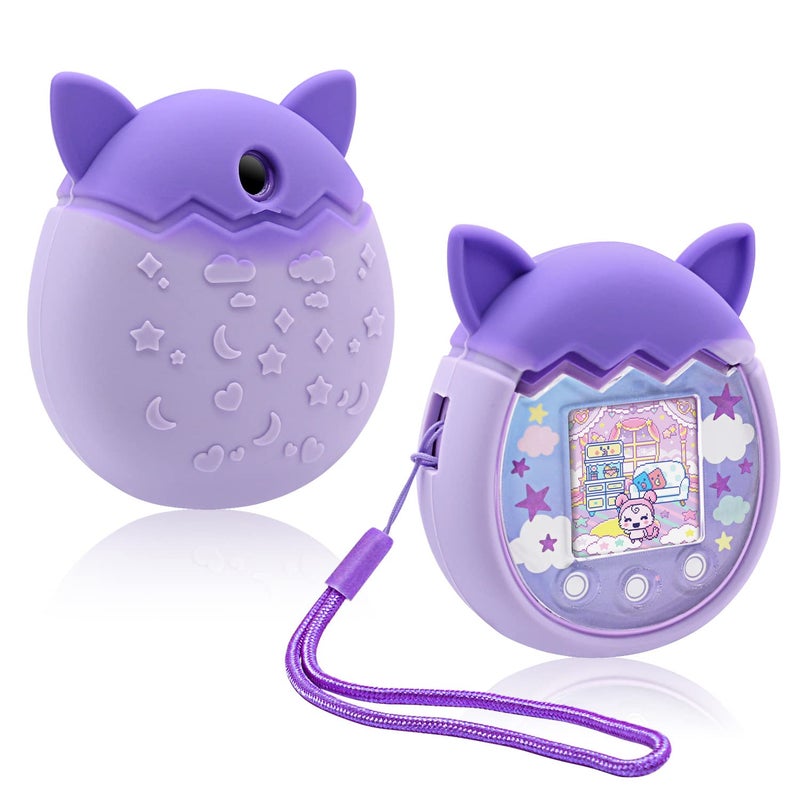 Winceed Silicone Case for Tamagotchi Pix Virtual Pet Game Machine Protective Cover for Tamagotchi Pix Sleeve Protector Skin with Hand Strap Purple - Image 2