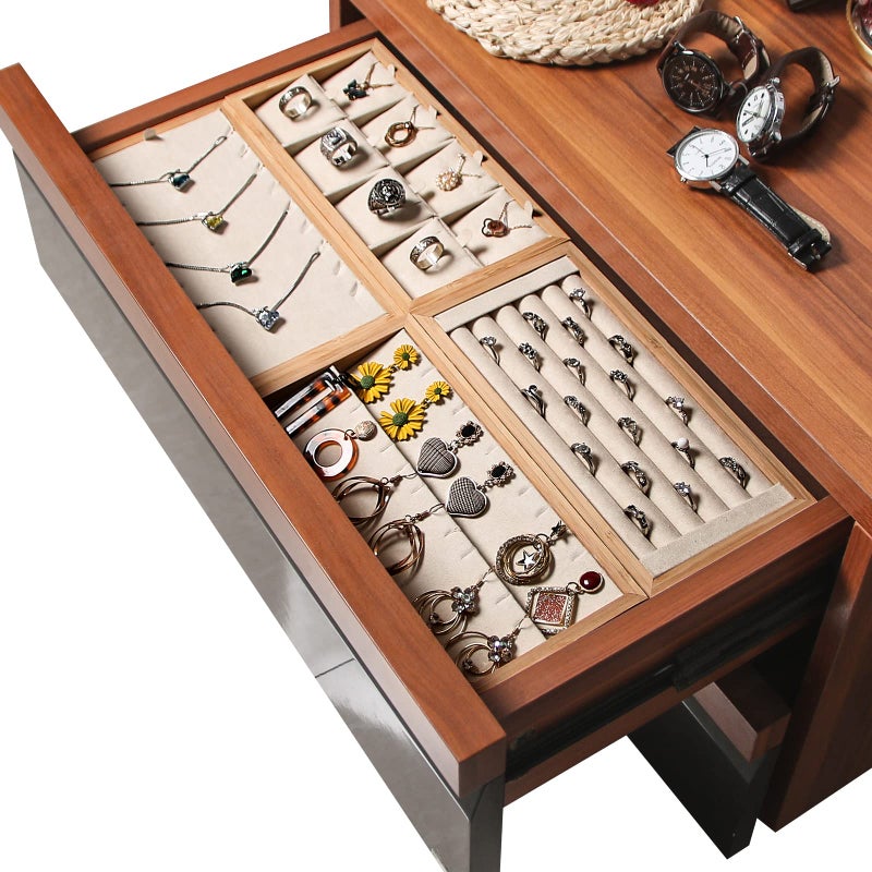 Coward Bamboo Ring Display Holder Jewelry Storage Tray Organizer Ring Stand For Home Desk or Shop Store Selling Show(beige) - Image 5