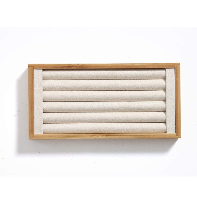 Coward Bamboo Ring Display Holder Jewelry Storage Tray Organizer Ring Stand For Home Desk or Shop Store Selling Show(beige) - Image 1