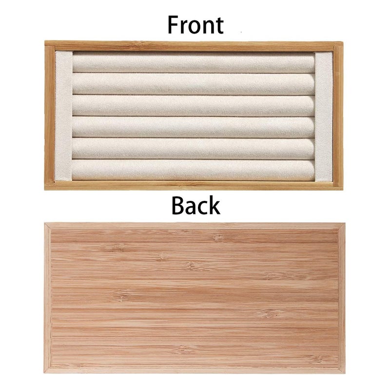 Coward Bamboo Ring Display Holder Jewelry Storage Tray Organizer Ring Stand For Home Desk or Shop Store Selling Show(beige) - Image 3