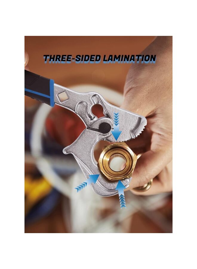 يُسلِّم مفتاح ربط أنابيب، مصنوع من الفولاذ المطروق، ذاتي الضبط، مناسب للسباكة، بفك مفتوح من 3/8 إلى 1-3/4 بوصة - Image 2