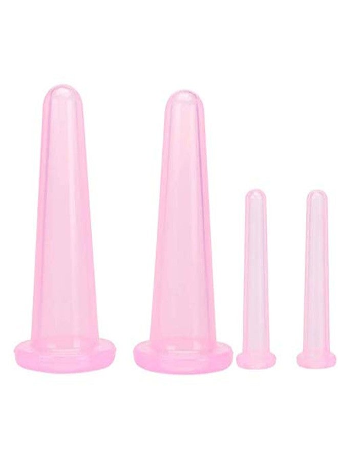 Aeyistry 4Pcs Cupping Facial Set for Face and Eye Cupping Massage, Facial Cupping Set Silicone Cups with Exfoliating Brush for Face Neck Skin (2 Small&2 Large, Pink) - Image 1