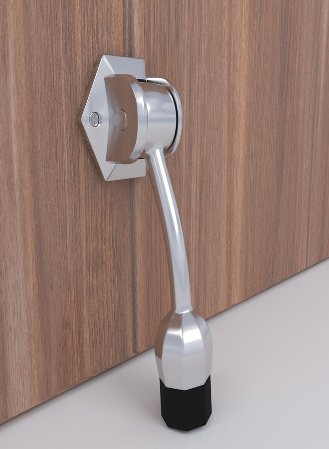 Boniry Heavy-Duty Door Stopper with Anti-Slip Rubber Base | Elegant and Durable Design for All Types of Doors (Silver) - Image 1