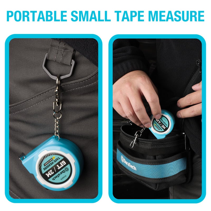 DURATECH Mini Tape Measure, 2 PCS 6FT Inch/Metric Small Tape Measure, Retractable Easy Reading Keychain Measurement Tape, Pocket Size Small Tape Measure for Engineer, Portable, ABS Protective Casing - Image 5