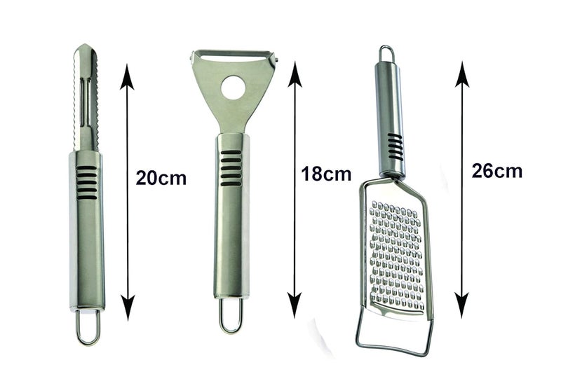 Petals Stainless Steel Peeler Fruit Slicer and Cheese Grater Set of 3 - Image 2