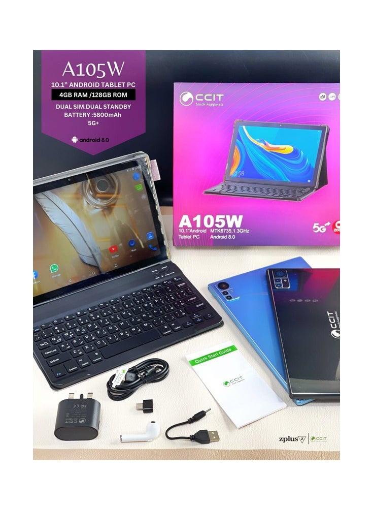 CCIT - ccit A105W 5G 10.1 Inch tablet pc android 8.0 dual sim 4GB ram 128gb ROM 5800mAh battery with wireless keyboard and tablet cover - Image 1