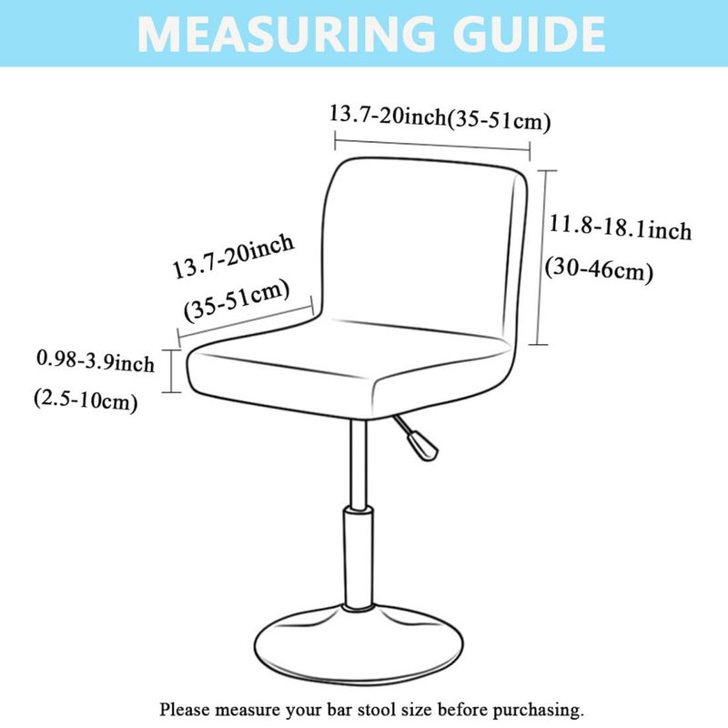 Set of 4 Jacquard Waterproof Backrest Bar Stool Covers for Dining Room, Square Swivel Chair Slipcovers for Mid-Low Height Bar Chair  Black - Image 3