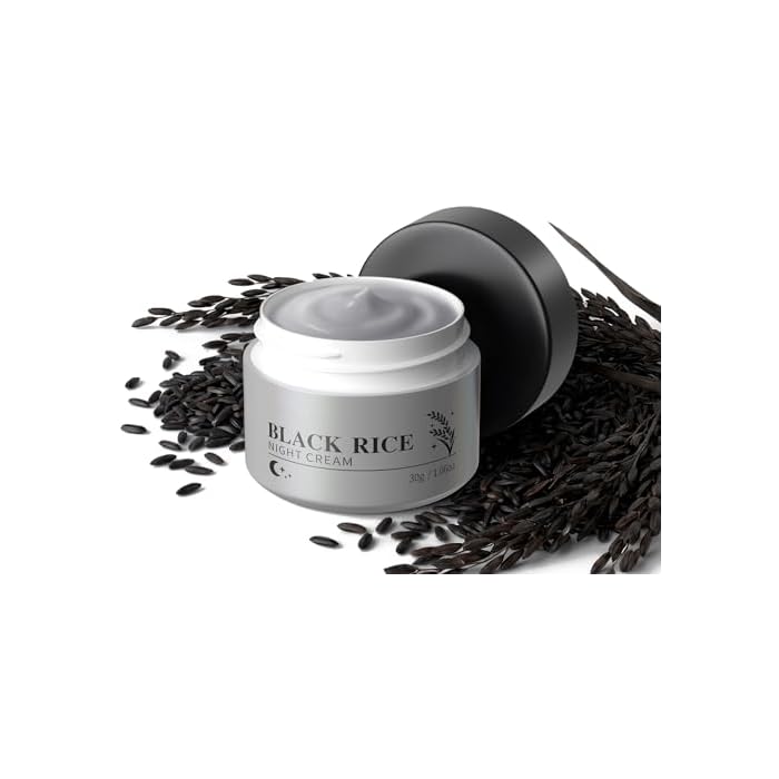 Black Rice Night Cream, 5 Ceramide Barrier Face Moisturizer, Firming, Smoothing & Hydrating, Reduce Fine Lines, Nourish & Restore, Long-Lasting Moisture Overnight Glow, for All Skin Types