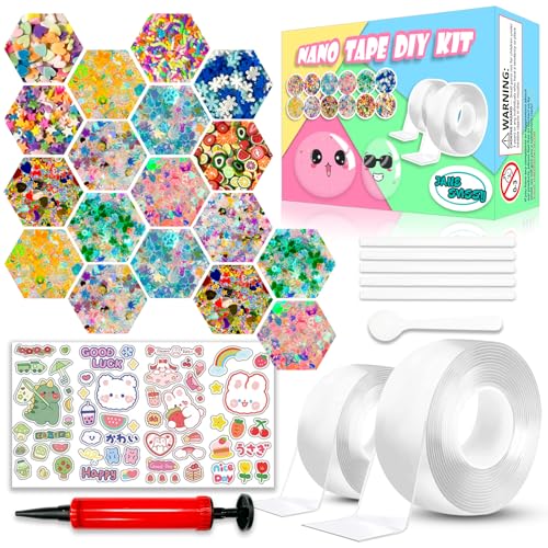 JANESVISSY Nano Tape Bubble Kit, Nano Double Sided Adhesive Tape Bubbles, Arts and Craft DIY Party Activities Toys Crts and Crafts for Kids Ages 8-12 Year Bubble Craft Kit Toys 2PCS (2"&1.2") - Image 1