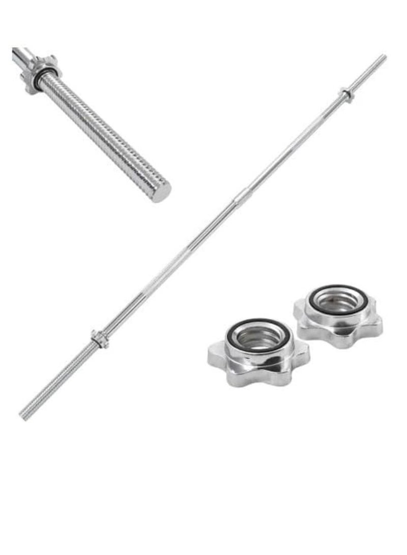 Spall Barbell Weight Bar Straight Threaded Design with Spinlock Nuts - Perfect for Weight Lifting 1-Inch Solid Steel - Image 1