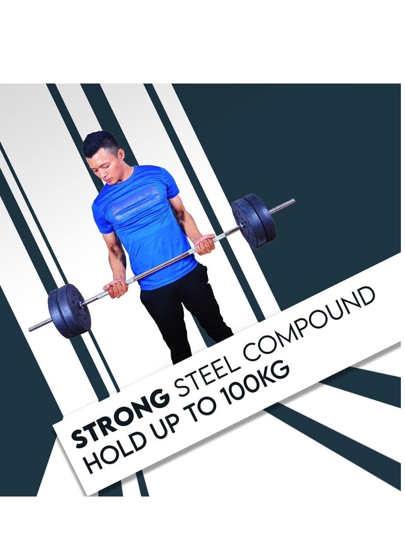 Spall Barbell Weight Bar Straight Threaded Design with Spinlock Nuts - Perfect for Weight Lifting 1-Inch Solid Steel - Image 5