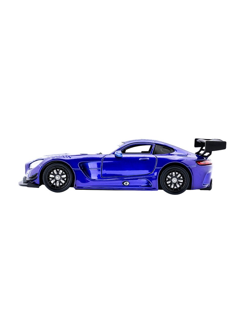 Motormax 1:24 Scale Mercedes-AMG GT3 Die-Cast Model Car – Blue Racing Car with Opening Doors, Detailed Interior & Rubber Tires - Image 4