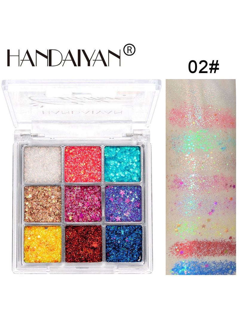 Handaiyan Eyeshadow Palette Makeup 9 Colour Glitter Shimmer Glossier Organic Professional EyeShadow Cream Set Bright Ultra Pigmented Long Lasting Easy To Apply Suite For Parties Performances Nightclubs  - Image 2