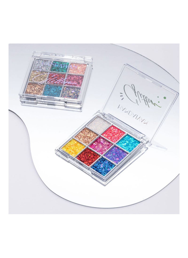 Handaiyan Eyeshadow Palette Makeup 9 Colour Glitter Shimmer Glossier Organic Professional EyeShadow Cream Set Bright Ultra Pigmented Long Lasting Easy To Apply Suite For Parties Performances Nightclubs  - Image 5