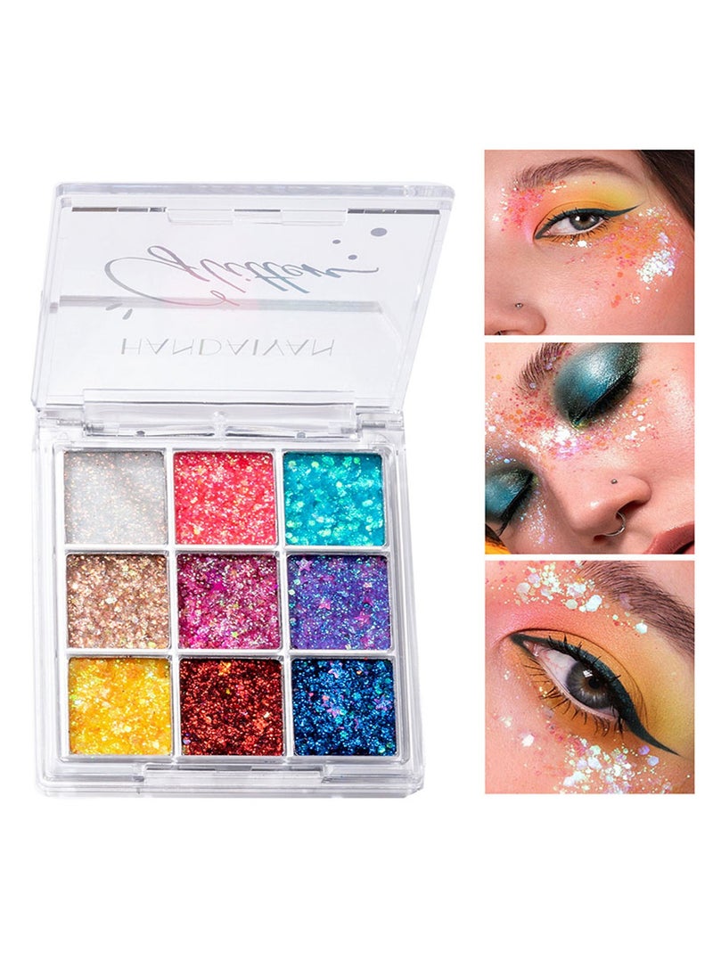 Handaiyan Eyeshadow Palette Makeup 9 Colour Glitter Shimmer Glossier Organic Professional EyeShadow Cream Set Bright Ultra Pigmented Long Lasting Easy To Apply Suite For Parties Performances Nightclubs  - Image 1